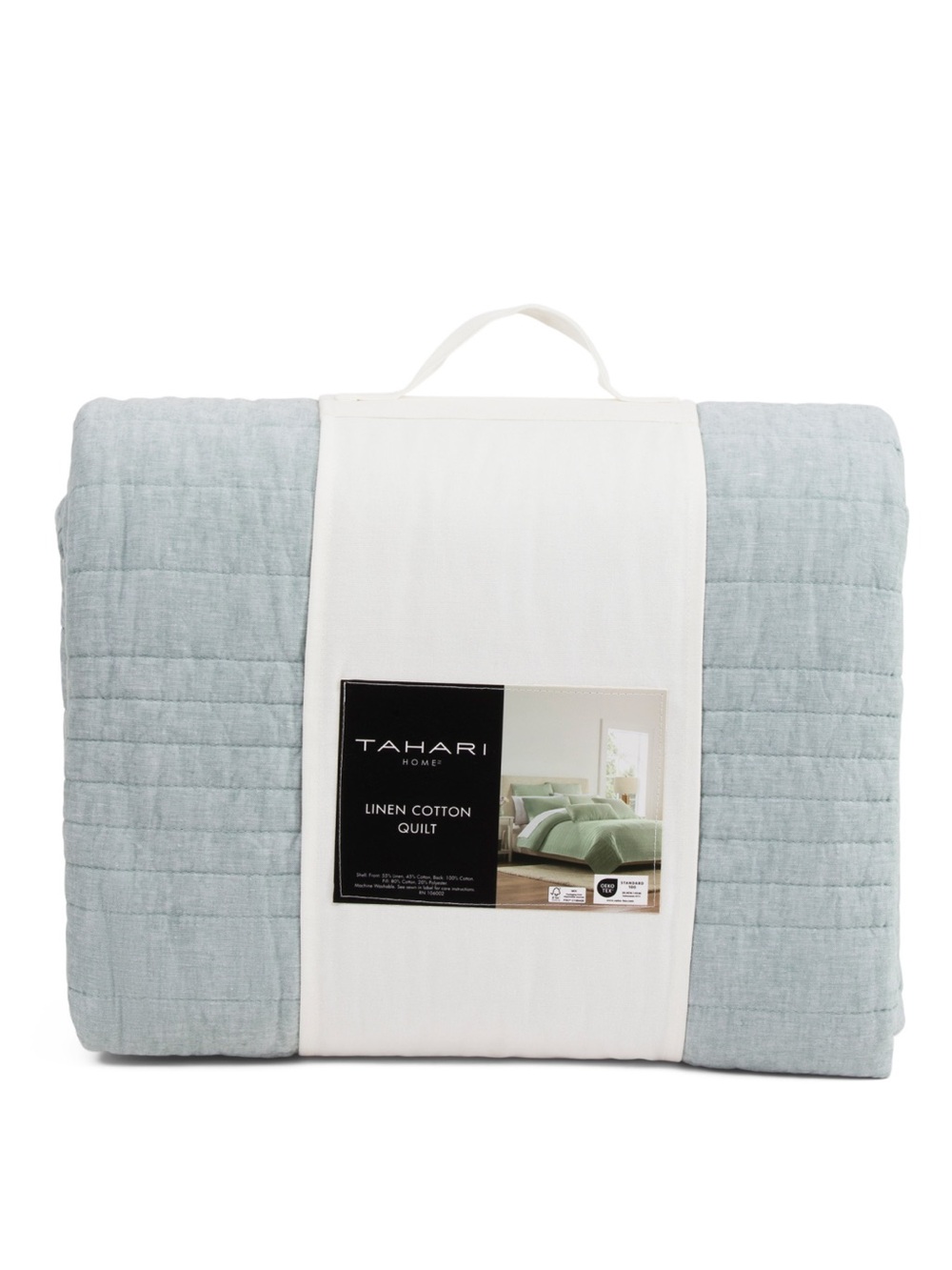 TAHARI HOME linen and cotton blend warm quilt